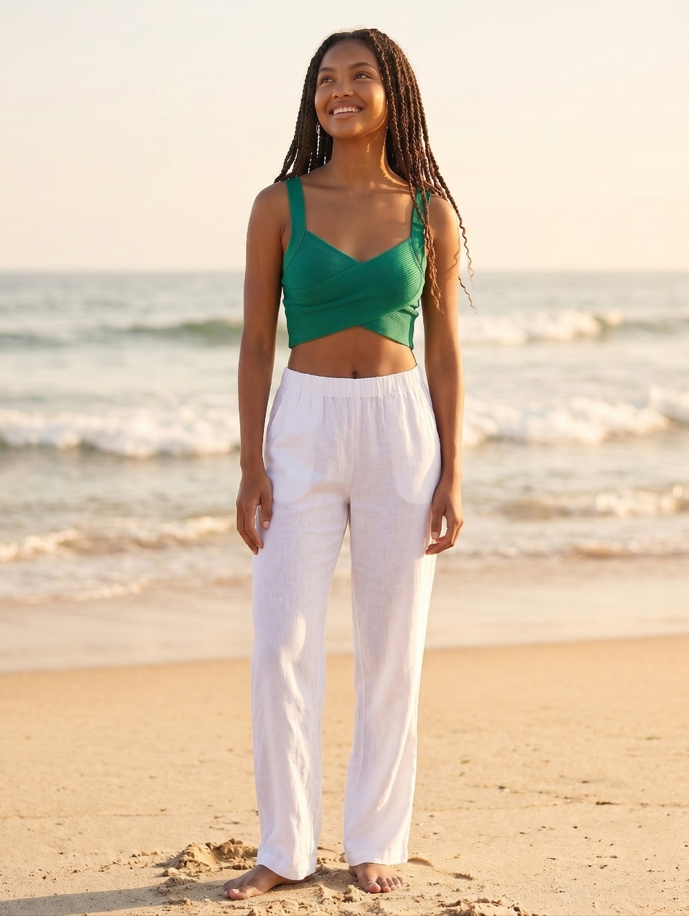 Mango Green Ribbed Crop Top